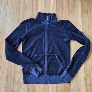 Vintage Y2K Juicy Couture Velvour Navy Zip Up Sweater S